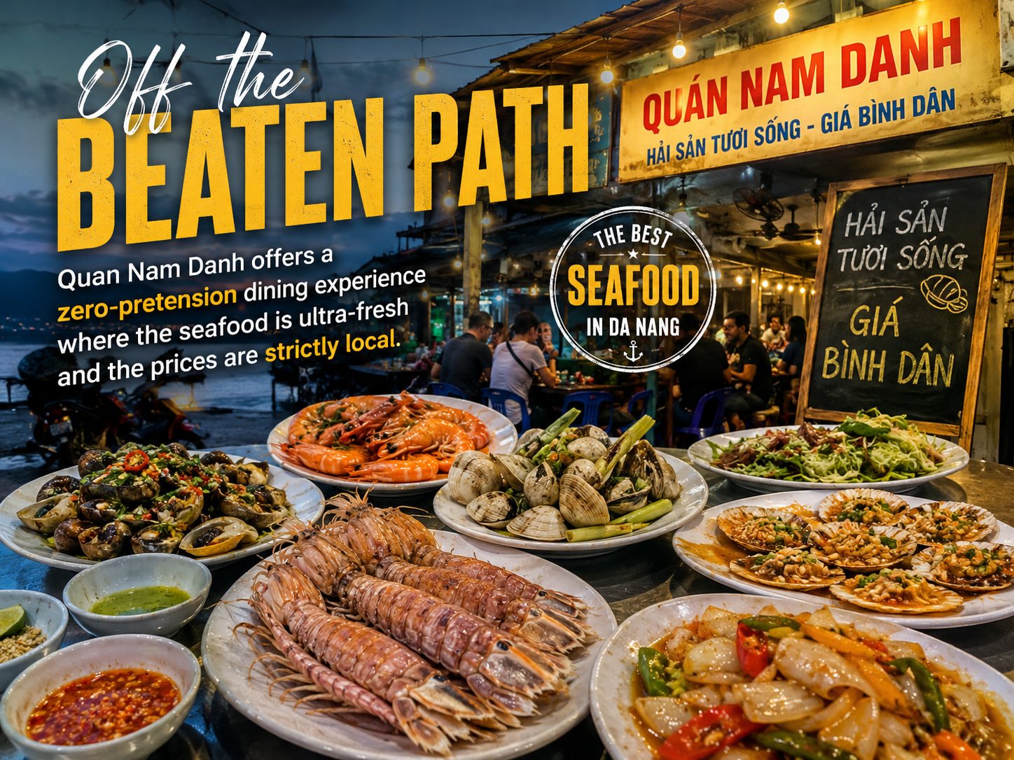 Dining on budget-friendly and honest plates of the best seafood in Da Nang at Quan Nam Danh.