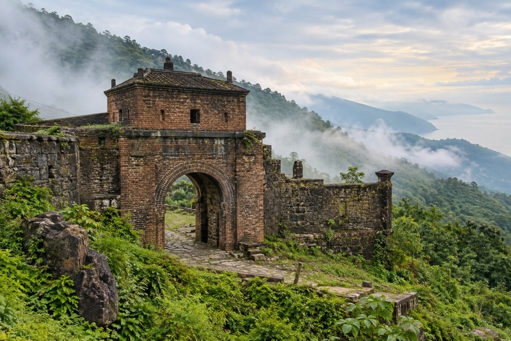 The historic Hai Van Gate structure at the peak of the mountain pass