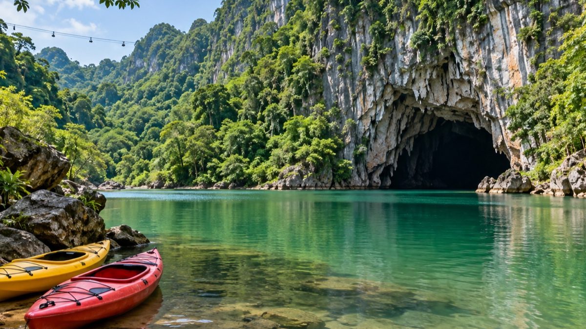 Dark Cave entrance and Chay River adventure area